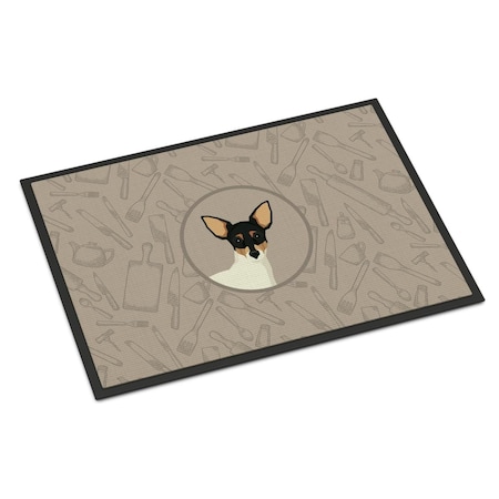 Carolines Treasures 24 x 36 in. Toy Fox Terrier in the Kitchen Indoor or Outdoor Mat CK2214JMAT